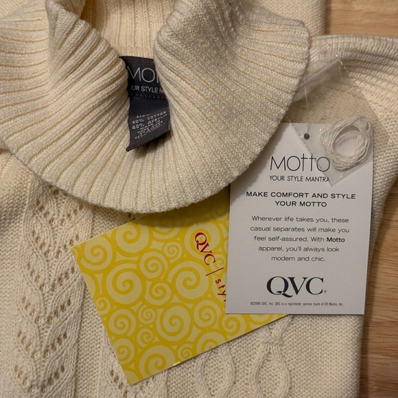 Motto Womens Short Sleeve Turtleneck‎ Sweater Medium Cream Knit QVC - Picture 6 of 8